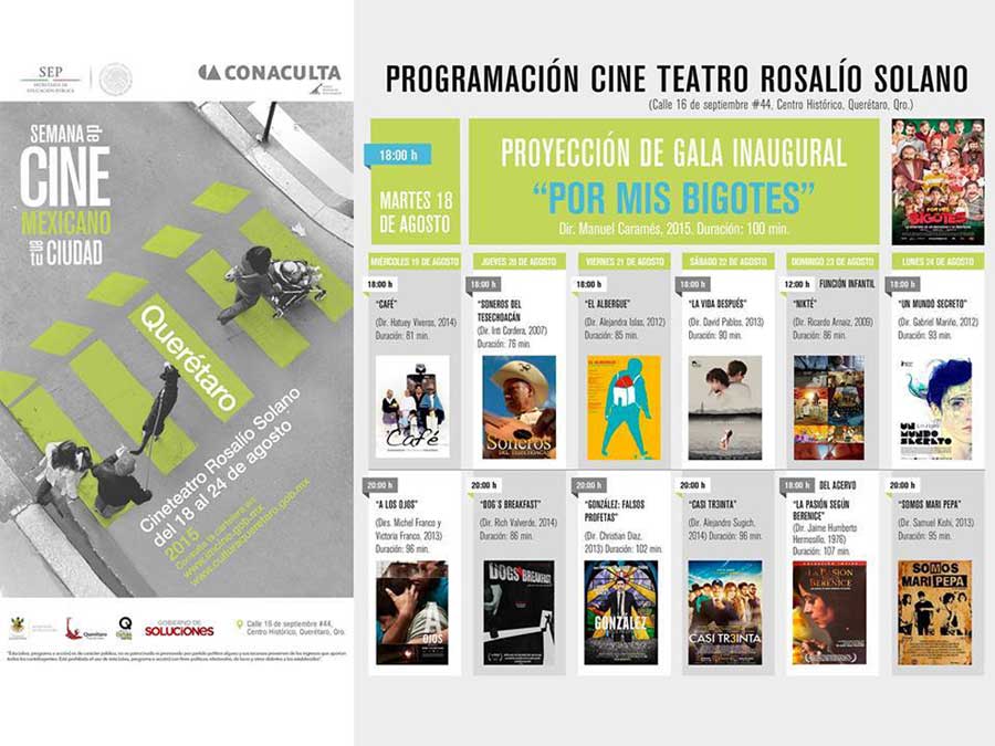 Cartelera de la Semana del cine Mexicano en Querétaro