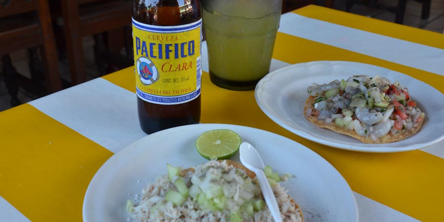 Tostada de jaiba y de camarón Foto: Mariana Castillo
