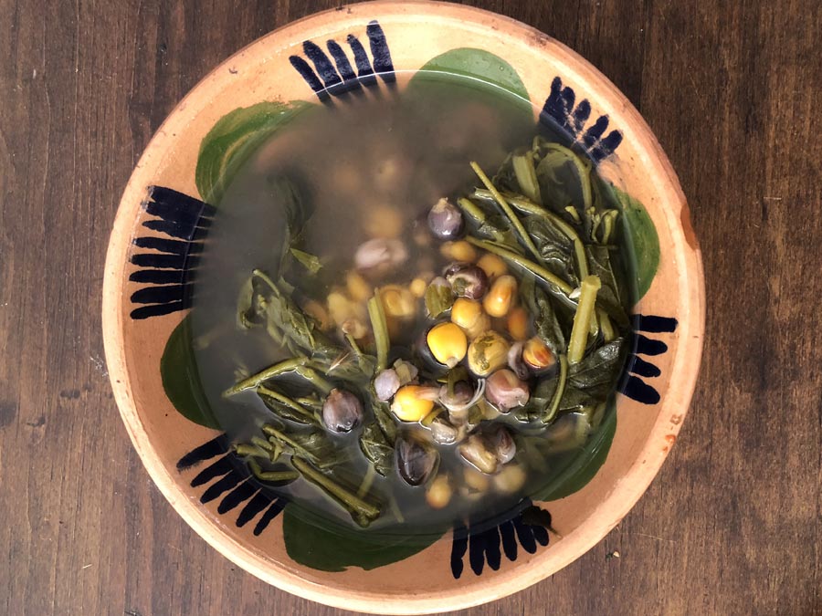 Sopa de maíz y quelite huele de noche, de la milpa a la mesa Foto: Mariana Castillo