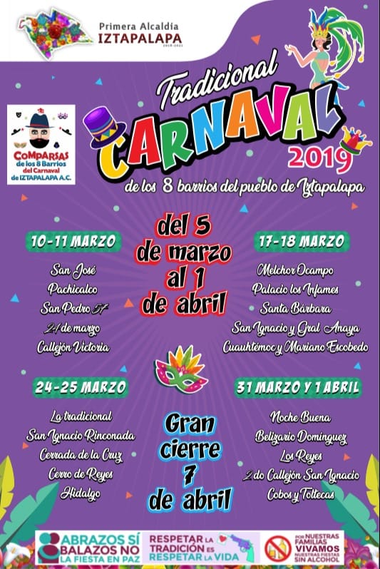 Estas son las fechas de los carnavales en Iztapalapa 2019