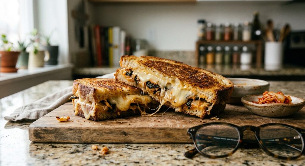 sadwich de queso con kimchi